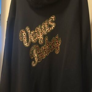 Black Hoodie with Leopard Print Design